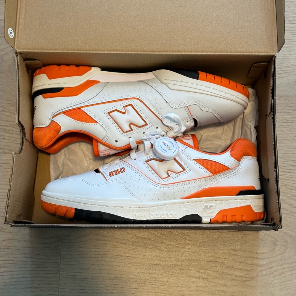 New Balance 550 White and Orange Sneakers
